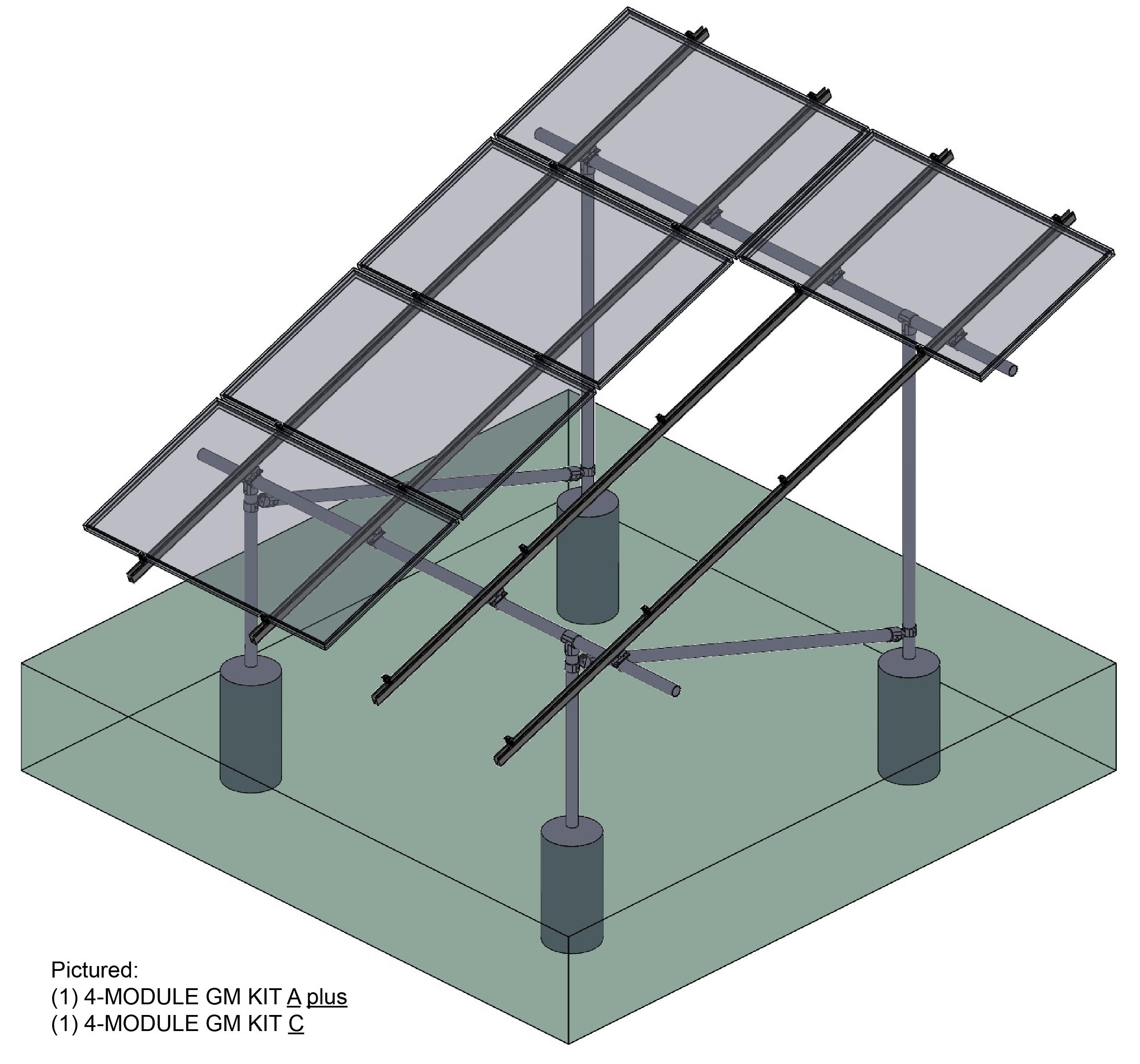 Tamarack Solar Tamarack Solar 90798-A Ground Mount 4 Module Add-On Column Kit For Use With 3.1 Inch Rail
