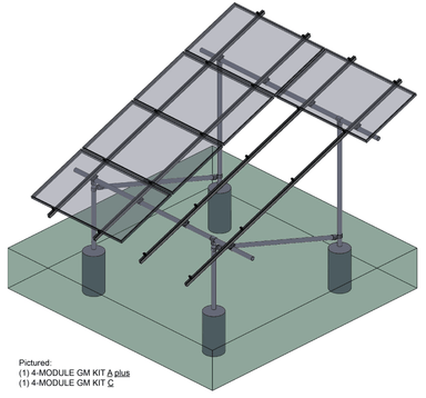 Tamarack Solar Tamarack Solar 90798-A Ground Mount 4 Module Add-On Column Kit For Use With 3.1 Inch Rail