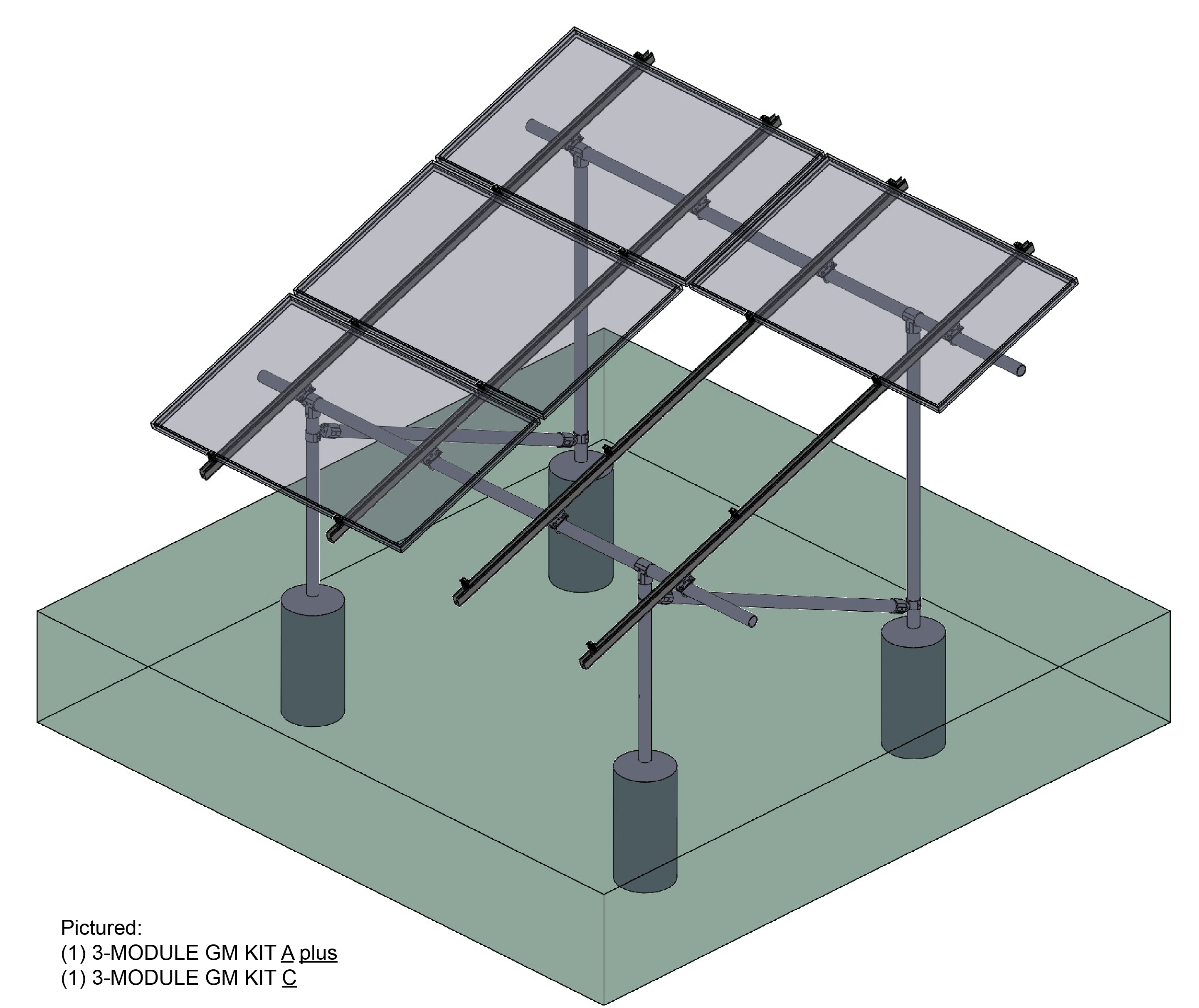 Tamarack Solar Tamarack Solar 91474-A GM Kit C - 3 Modules - 140-IN - for 0 Posts