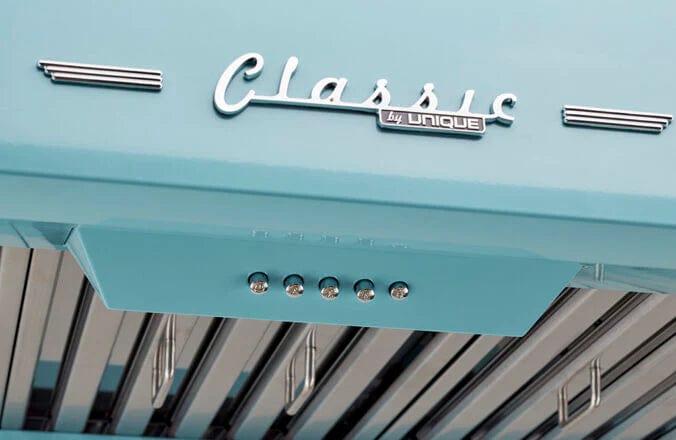 Unique UGP-36CR RH B Classic Retro 36-In 700 CFM Ducted Under Cabinet Range Hood With LED Lights In Ocean Mist Turquoise UGP-36CR RH T