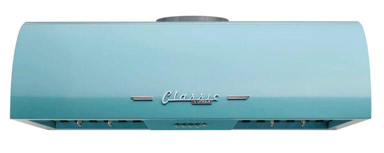 Unique UGP-36CR RH B Classic Retro 36-In 700 CFM Ducted Under Cabinet Range Hood With LED Lights In Ocean Mist Turquoise UGP-36CR RH T