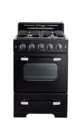 Unique Natural Gas Range/Stove Classic Retro by Unique 24” Convection Gas Range (Electronic Ignition) UGP-24CR B (Black)