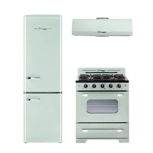 Unique Natural Gas Range/Stove Classic Retro Unique 30" Convection Gas Range (Electronic Ignition) in Mint Green UGP-30CR LG