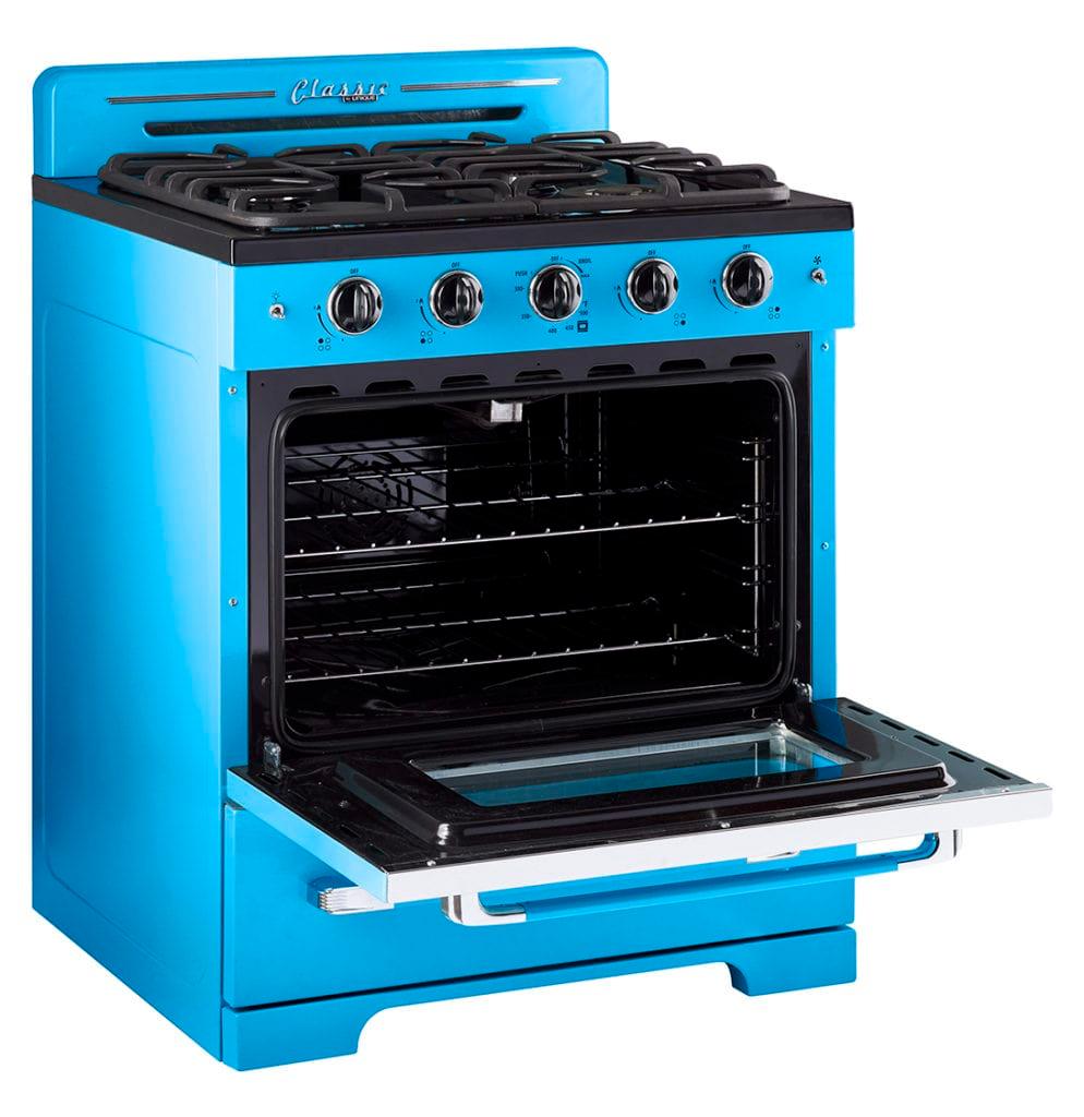 Unique Natural Gas Range/Stove Classic Retro Unique 30&quot; Convection Gas Range (Electronic Ignition) in Robin Egg Blue UGP-30CR RB