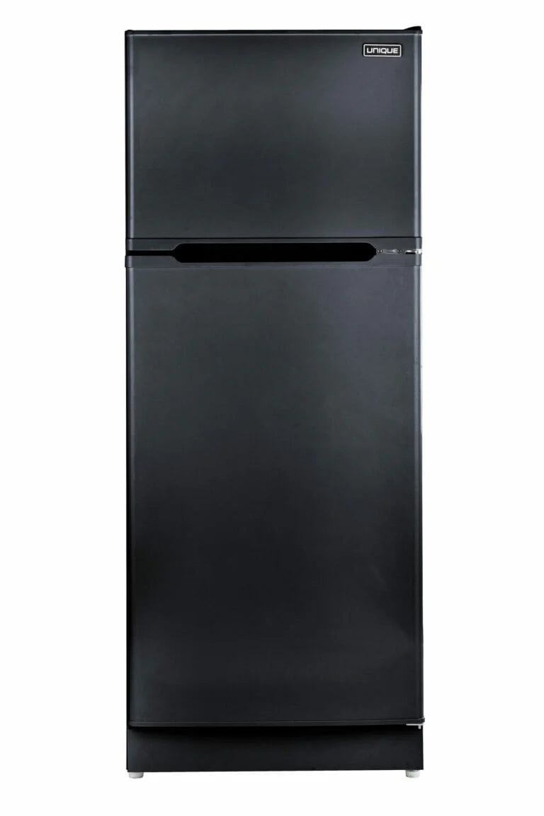 Unique Scratch and Dent or Pre-Owned Off-Grid Appliances New Scratch and Dent Unique Off-Grid 14 Cu. Ft. Propane Top Freezer Refrigerator In Black UGP-14C SM B S&amp;D #4961