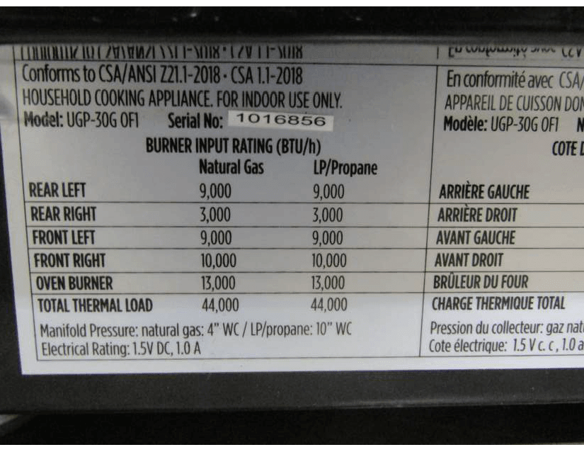 Unique Propane Range /Stove New Scratch &amp; Dent Unique Classic 30&quot; Propane Range Battery Ignition Variable BTU Sealed Burners; UGP-30G OF1 B (Black) 30% OFF! #1016856