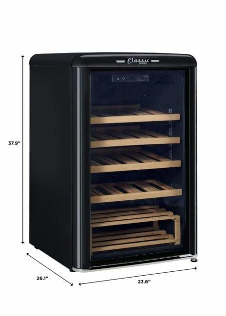 Unique Refrigerator-Freezer Unique 125 Litre Midnight Black Classic Retro Wine Refrigerator UGP-125CR WF B