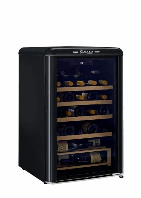 Unique Refrigerator-Freezer Unique 125 Litre Midnight Black Classic Retro Wine Refrigerator UGP-125CR WF B