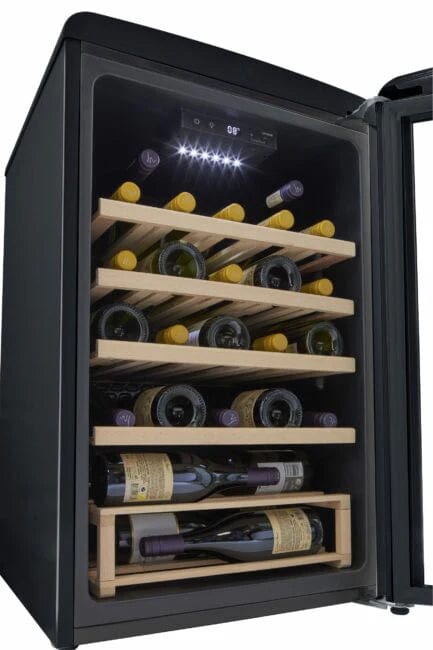 Unique Refrigerator-Freezer Unique 125 Litre Midnight Black Classic Retro Wine Refrigerator UGP-125CR WF B