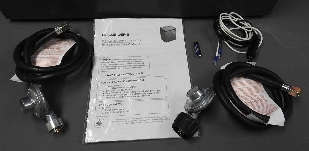Unique Propane Freezer Unique 2.2 cu/ft Capacity Three Way Propane Freezer (Propane/12V/110V) CSA Approved, Portable UGP-2 SM (Grey)