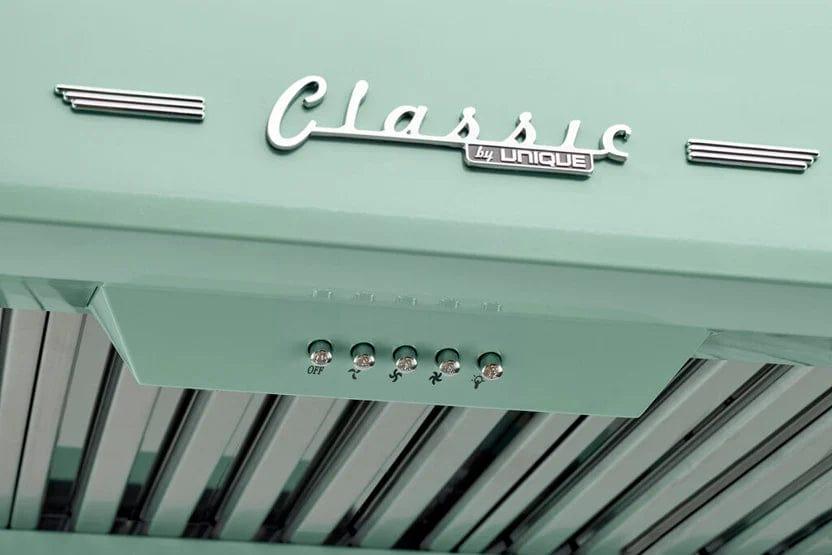 Unique UGP-36CR RH B Unique 24 Inches Classic Retro Summer Mint Green Range Hood UGP-24CR RH LG