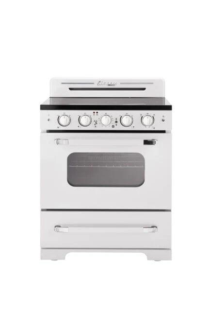 Unique Propane Range /Stove Unique 30&#39; Classic Retro Marshmallow White Electric Ceramic Top Range UGP-30CR EC W