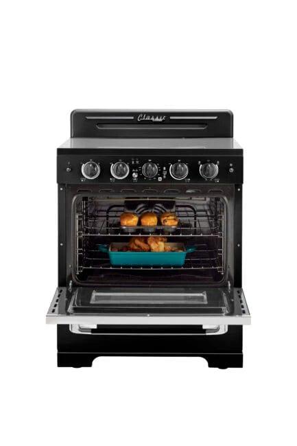 Unique Propane Range /Stove Unique 30' Classic Retro Midnight Black Electric Ceramic Top Range UGP-30CR EC B