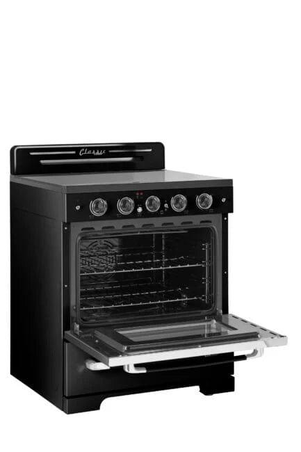 Unique Propane Range /Stove Unique 30' Classic Retro Midnight Black Electric Ceramic Top Range UGP-30CR EC B