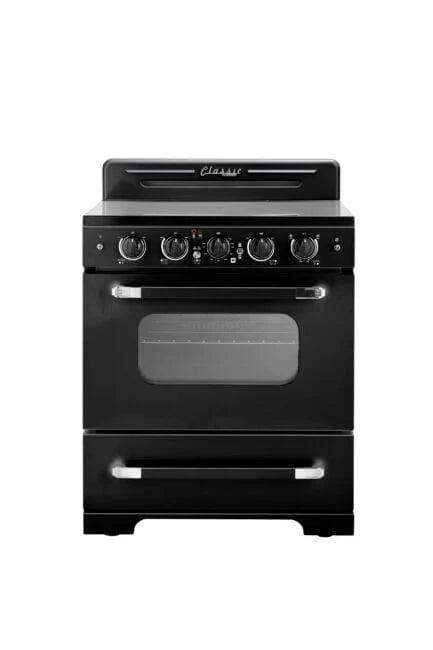 Unique Propane Range /Stove Unique 30' Classic Retro Midnight Black Electric Ceramic Top Range UGP-30CR EC B