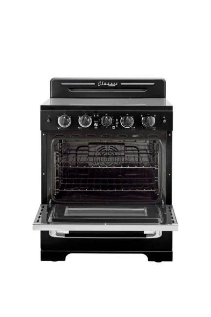 Unique Propane Range /Stove Unique 30' Classic Retro Midnight Black Electric Ceramic Top Range UGP-30CR EC B