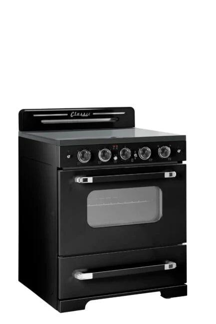 Unique Propane Range /Stove Unique 30' Classic Retro Midnight Black Electric Ceramic Top Range UGP-30CR EC B