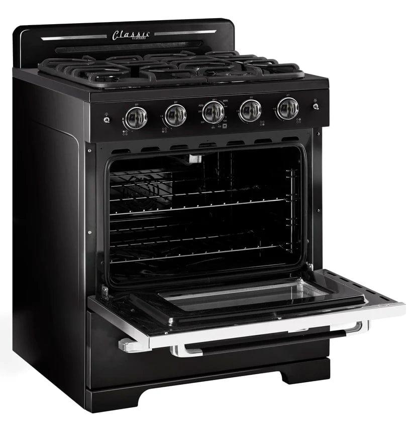Unique Natural Gas Range/Stove Unique 30' Classic Retro Midnight Black Range UGP-30CR B