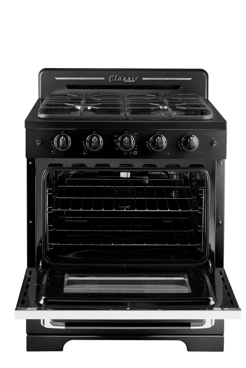 Unique Natural Gas Range/Stove Unique 30' Classic Retro Midnight Black Range UGP-30CR B