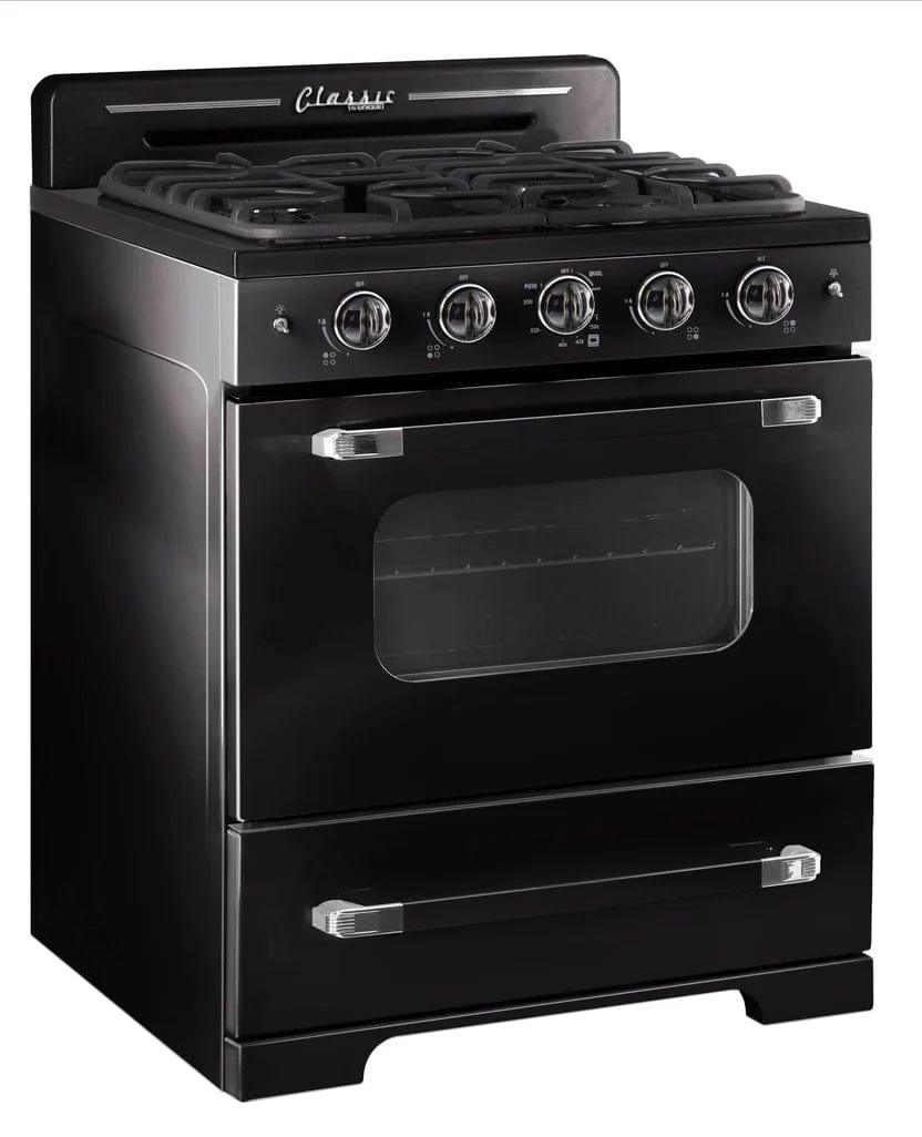 Unique Natural Gas Range/Stove Unique 30' Classic Retro Midnight Black Range UGP-30CR B