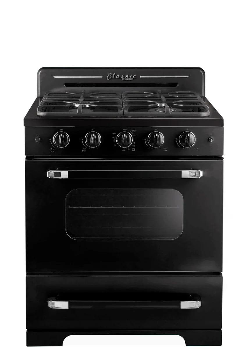 Unique Natural Gas Range/Stove Unique 30&#39; Classic Retro Midnight Black Range UGP-30CR B