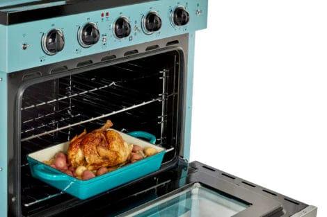 Unique Smoothtop Convection Gas Range Unique 30&#39; Classic Retro Ocean Mist Turquoise Electric Glass Top Range UGP-30CR EC T