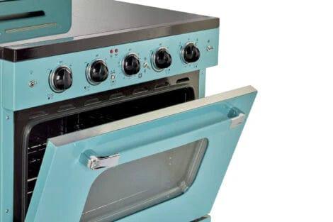 Unique Smoothtop Convection Gas Range Unique 30' Classic Retro Ocean Mist Turquoise Electric Glass Top Range UGP-30CR EC T