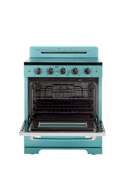 Unique Smoothtop Convection Gas Range Unique 30' Classic Retro Ocean Mist Turquoise Electric Glass Top Range UGP-30CR EC T