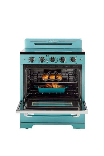 Unique Smoothtop Convection Gas Range Unique 30&#39; Classic Retro Ocean Mist Turquoise Electric Glass Top Range UGP-30CR EC T