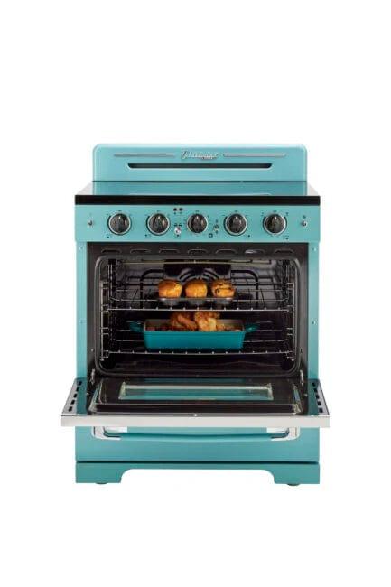 Unique Smoothtop Convection Gas Range Unique 30' Classic Retro Ocean Mist Turquoise Electric Glass Top Range UGP-30CR EC T