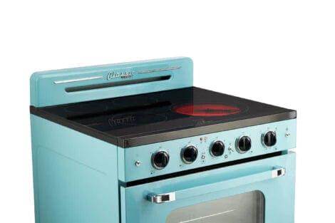 Unique Smoothtop Convection Gas Range Unique 30' Classic Retro Ocean Mist Turquoise Electric Glass Top Range UGP-30CR EC T