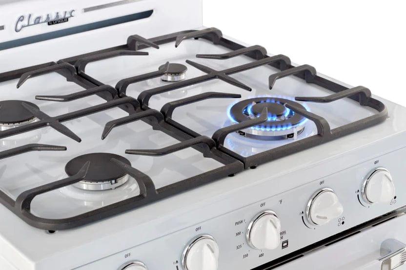 Unique Propane Range /Stove Unique 30 Inches Classic Retro Marshmallow White Offgrid Range With Large Power Burner UGP-30CR OF2 W