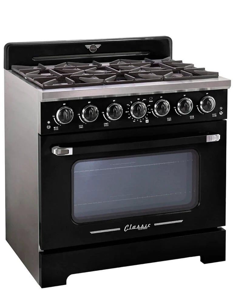 Unique Convection Gas Range Unique 36' Classic Retro Marshmallow White Range With FR Triple Crown Burner UGP-36CR B