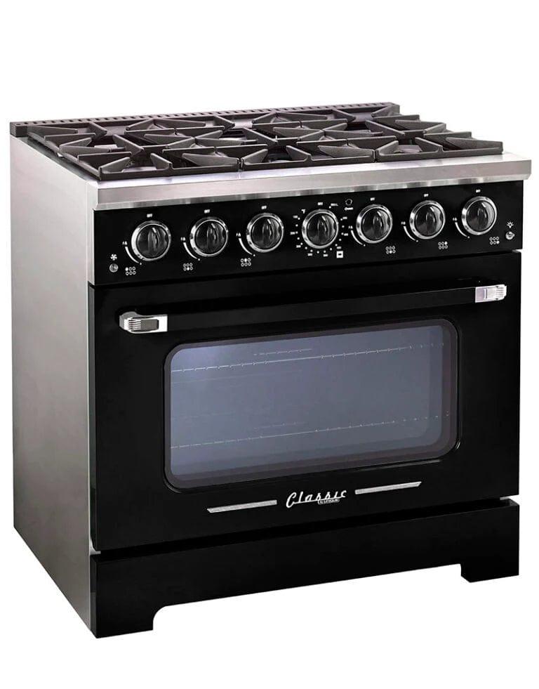 Unique Convection Gas Range Unique 36' Classic Retro Marshmallow White Range With FR Triple Crown Burner UGP-36CR B
