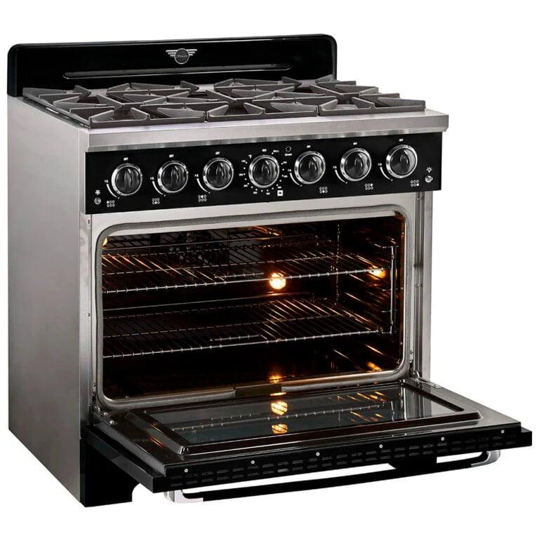 Unique Convection Gas Range Unique 36' Classic Retro Marshmallow White Range With FR Triple Crown Burner UGP-36CR B
