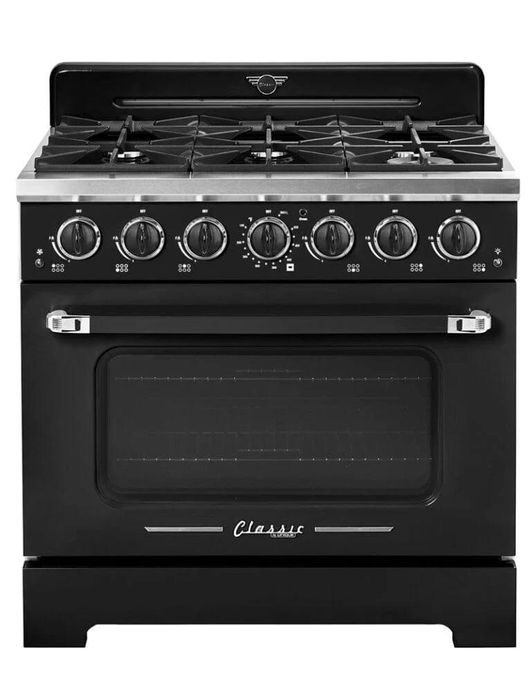 Unique Convection Gas Range Unique 36&#39; Classic Retro Marshmallow White Range With FR Triple Crown Burner UGP-36CR B