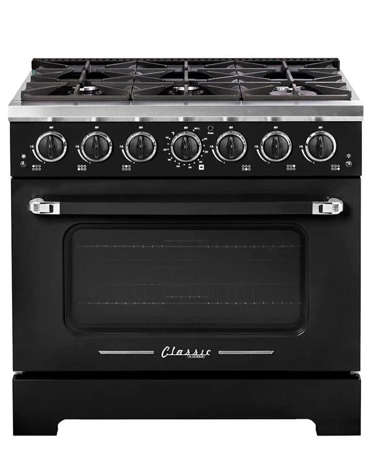 Unique Convection Gas Range Unique 36' Classic Retro Marshmallow White Range With FR Triple Crown Burner UGP-36CR B