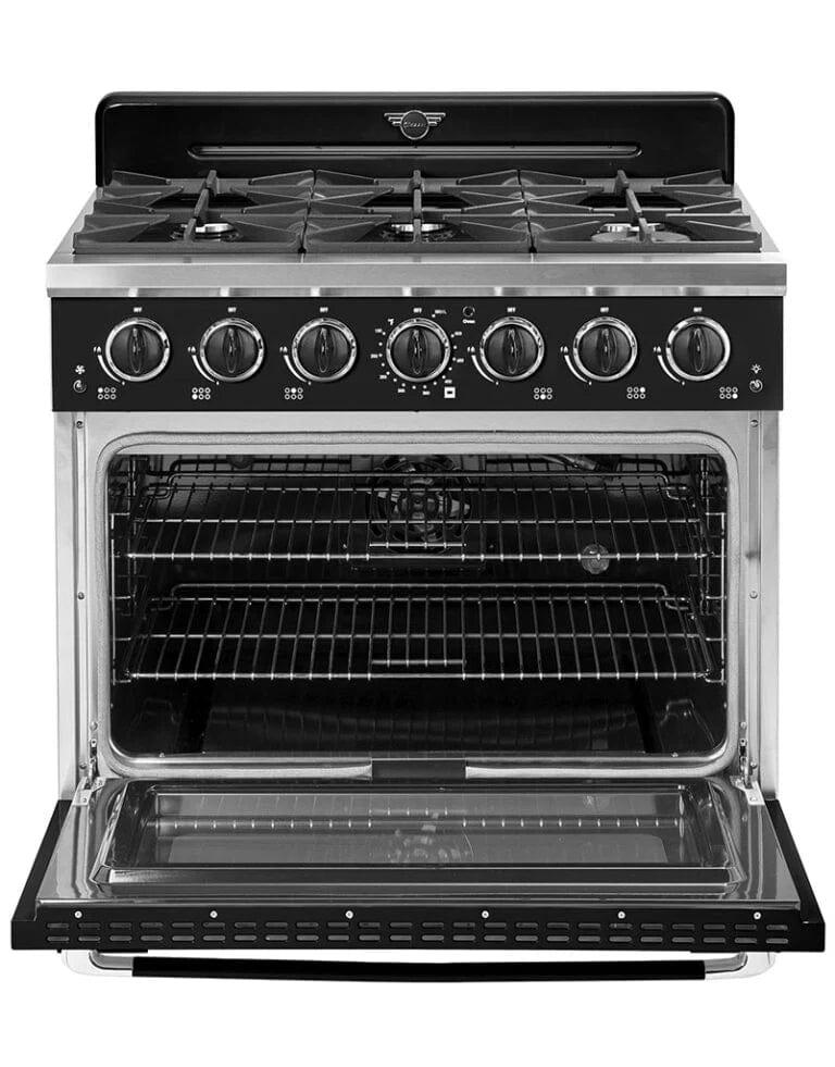 Unique Convection Gas Range Unique 36' Classic Retro Marshmallow White Range With FR Triple Crown Burner UGP-36CR B