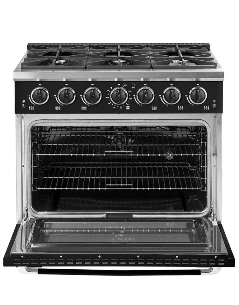 Unique Convection Gas Range Unique 36&#39; Classic Retro Marshmallow White Range With FR Triple Crown Burner UGP-36CR B