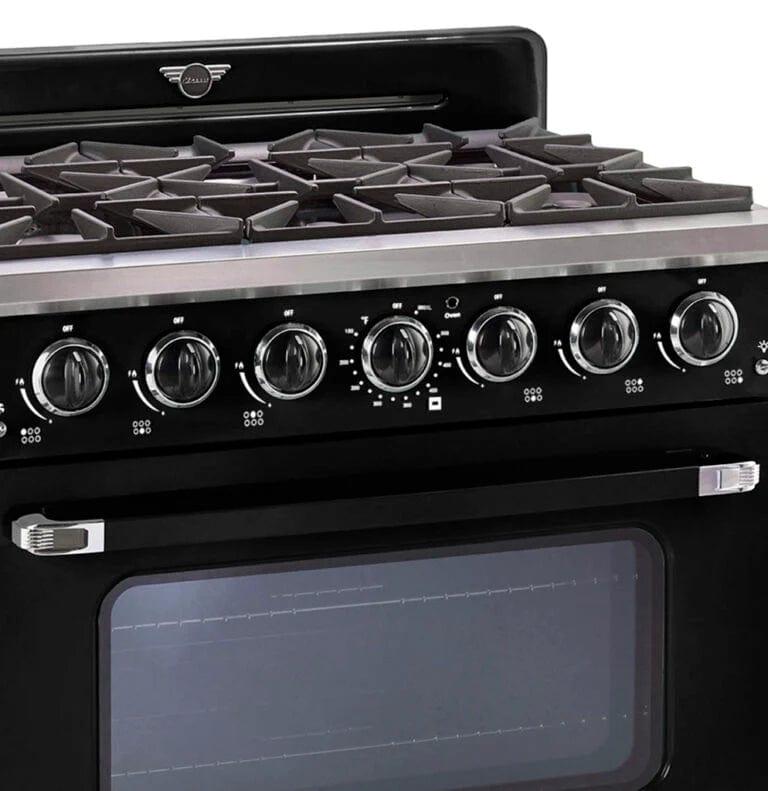 Unique Convection Gas Range Unique 36' Classic Retro Marshmallow White Range With FR Triple Crown Burner UGP-36CR B