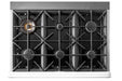 Unique Smoothtop Convection Gas Range Unique 36' Classic Retro Marshmallow White Range With FR Triple Crown Burner UGP-36CR W