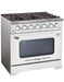 Unique Smoothtop Convection Gas Range Unique 36' Classic Retro Marshmallow White Range With FR Triple Crown Burner UGP-36CR W