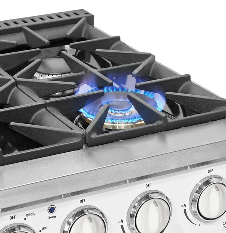 Unique Smoothtop Convection Gas Range Unique 36' Classic Retro Marshmallow White Range With FR Triple Crown Burner UGP-36CR W