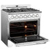 Unique Smoothtop Convection Gas Range Unique 36' Classic Retro Marshmallow White Range With FR Triple Crown Burner UGP-36CR W