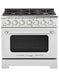 Unique Smoothtop Convection Gas Range Unique 36' Classic Retro Marshmallow White Range With FR Triple Crown Burner UGP-36CR W