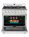 Unique Smoothtop Convection Gas Range Unique 36' Classic Retro Marshmallow White Range With FR Triple Crown Burner UGP-36CR W