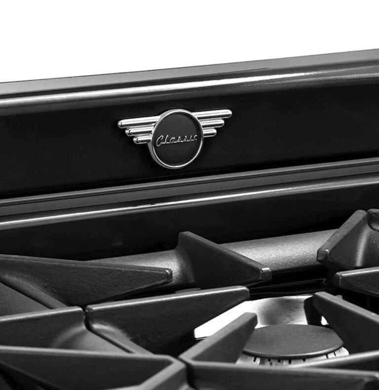 Unique Convection Gas Range Unique 36' Classic Retro Midnight Black Range With FR Triple Crown Burner UGP-36CR B