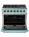 Unique Convection Gas Range Unique 36' Classic Retro Ocean Mist Turquoise Range With FR Triple Crown Burner UGP-36CR T