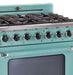 Unique Convection Gas Range Unique 36' Classic Retro Ocean Mist Turquoise Range With FR Triple Crown Burner UGP-36CR T