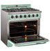 Unique Convection Gas Range Unique 36' Classic Retro Summer Mint Green Range With FR Triple Crown Burner UGP-36CR LG